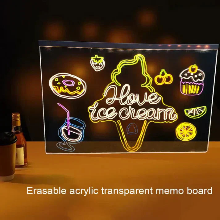 LED Light-Up Writing Board with Markers – Colorful Writing Pad with Stand & Erasable Pens for Kids
